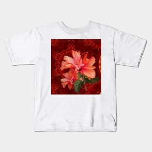 Orange hibiscus and vibrant kaleidoscope Kids T-Shirt